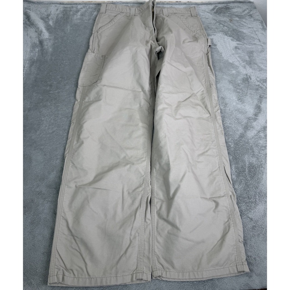 Carhartt Men's Canvas Work Loose Fit Utility Carpenter Pants Size 38x32 Beige